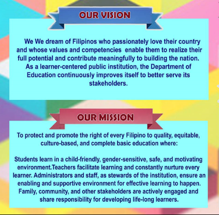 vision mission core values school dep ed central mandate tambo